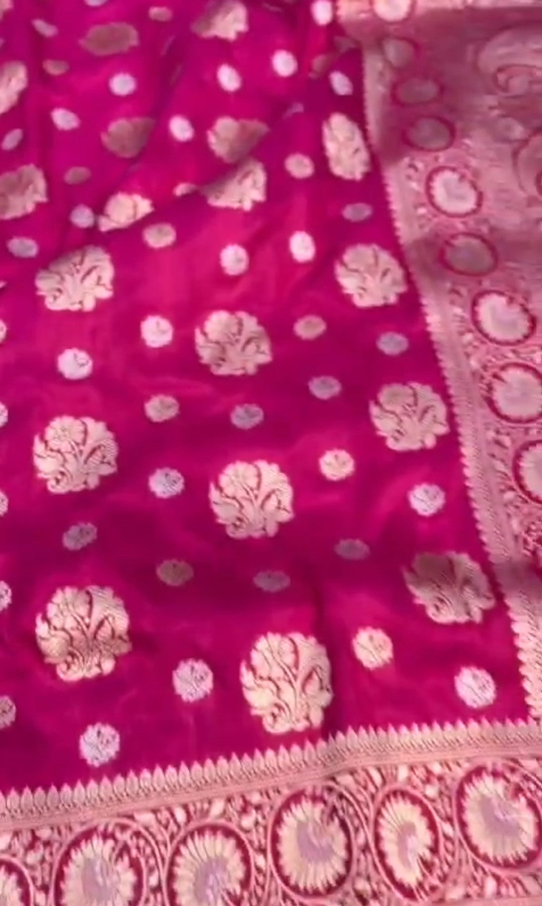 Rani Pink Banarasi Handloan Silk Sona Rupa Saree