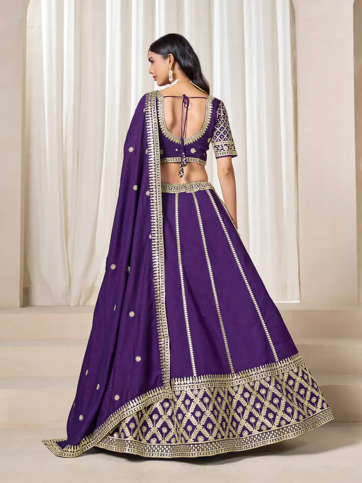 Purple Art Silk Embroidered Lehenga Choli