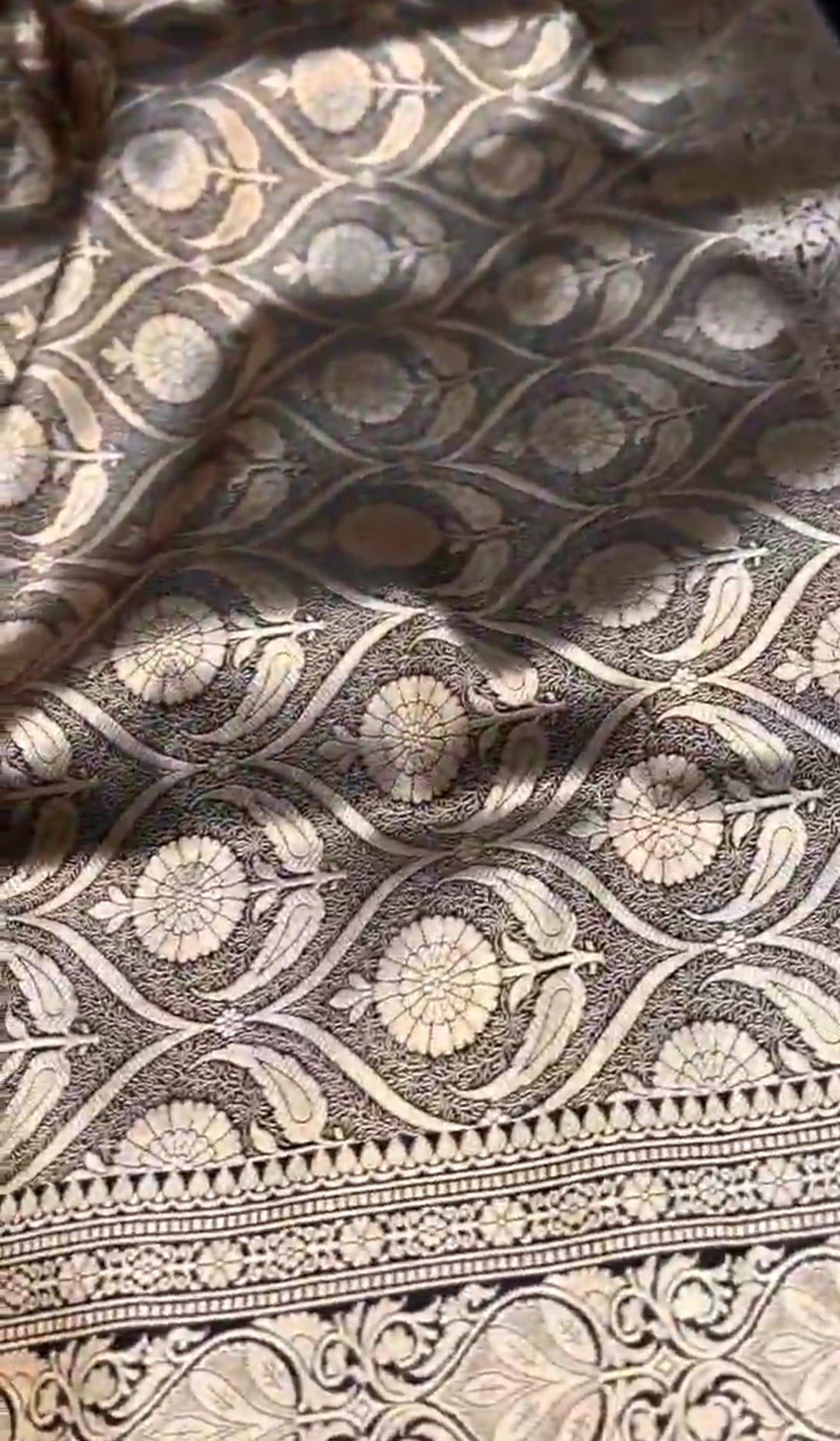 Black Banarasi Mashru Soft Silk Saree