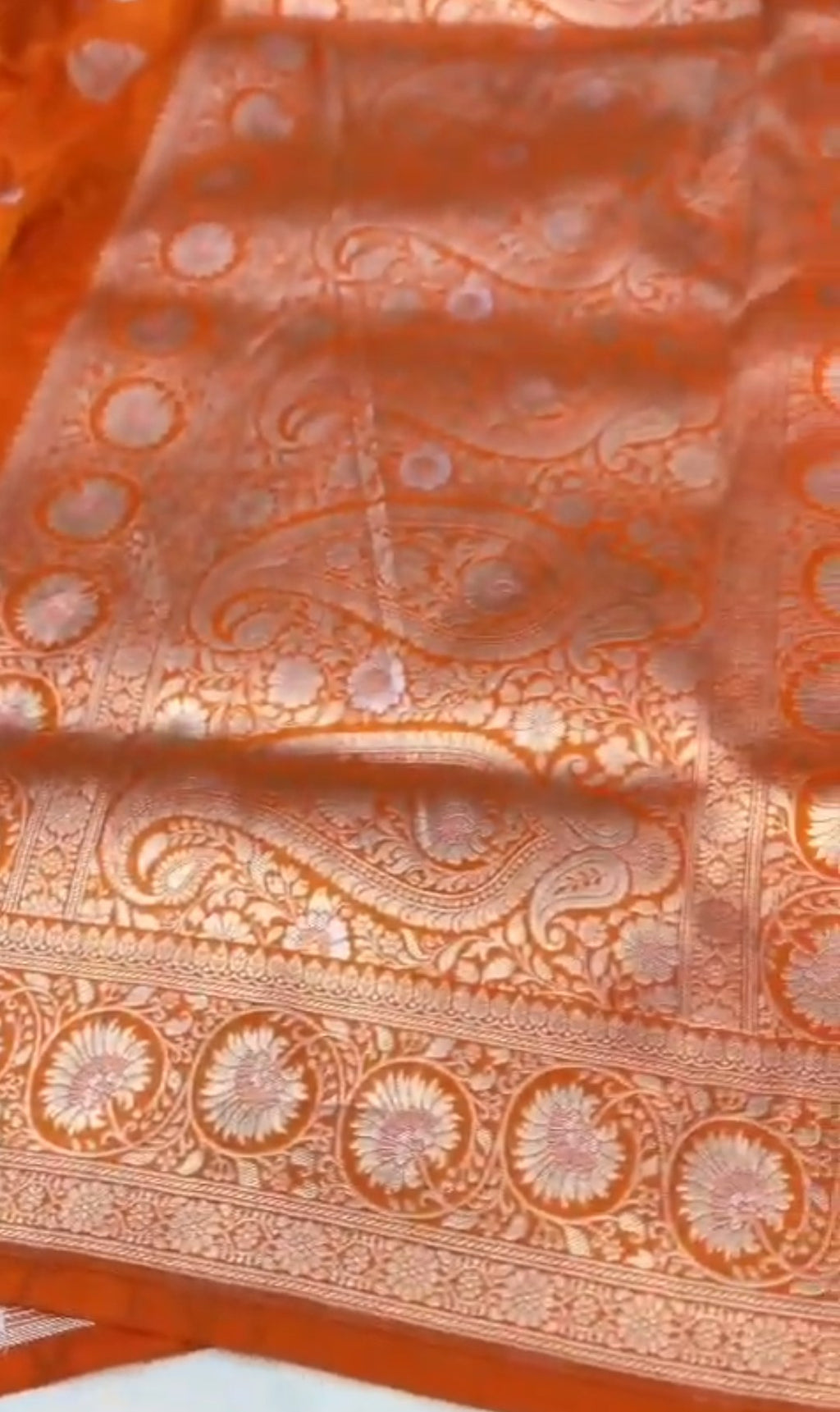 Orange Banarasi Handloom Katan Silk Sona Rupa Saree