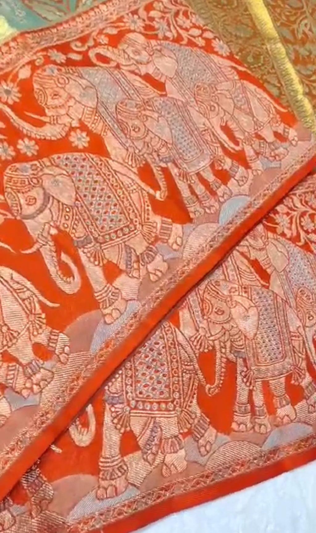 Pista Green Kanchipuram Handloom Tissue Brocade Meenakari Silk Saree