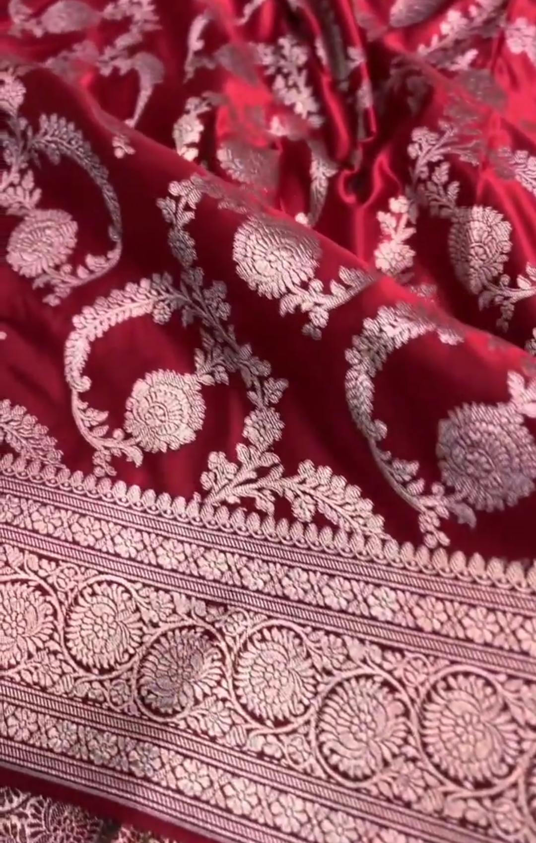Rustic Red Banarasi Mashru Soft Silk Saree