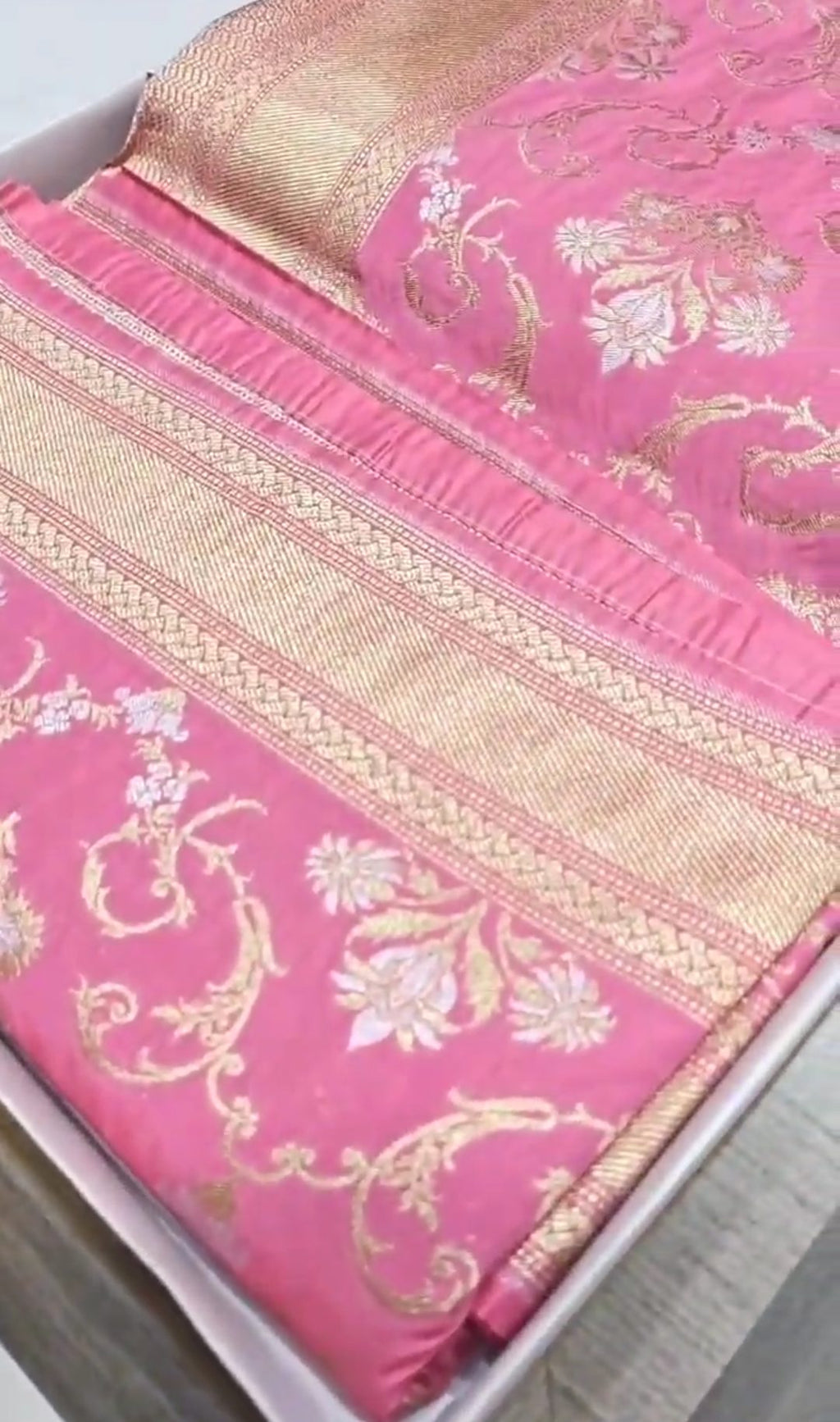 Pastel Pink Banarasi Semi Katan Silk Sona Rupa Saree