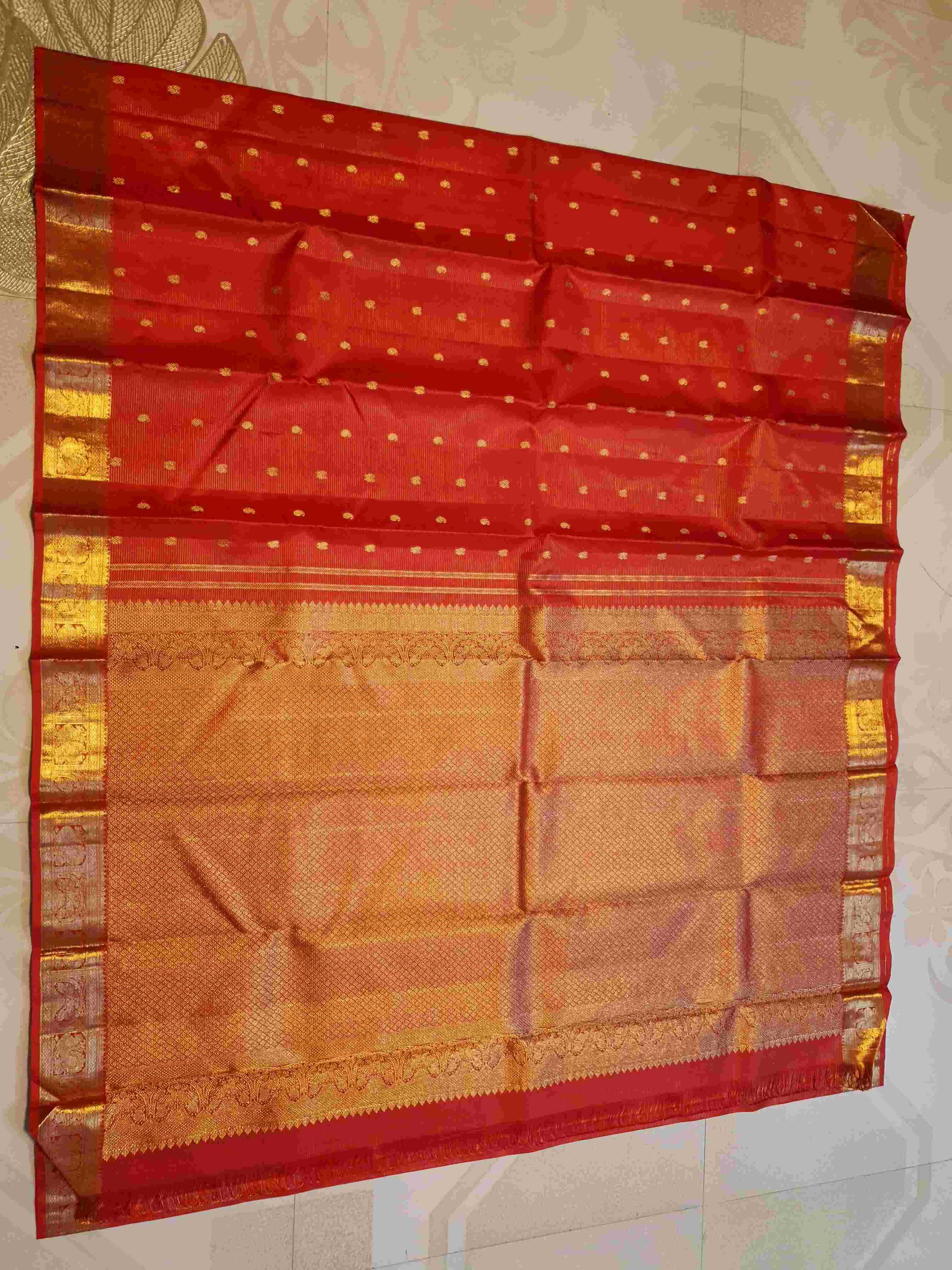 Red Kanchipuram Handloom 2G Pure Gold Vairaoosi Silk Saree
