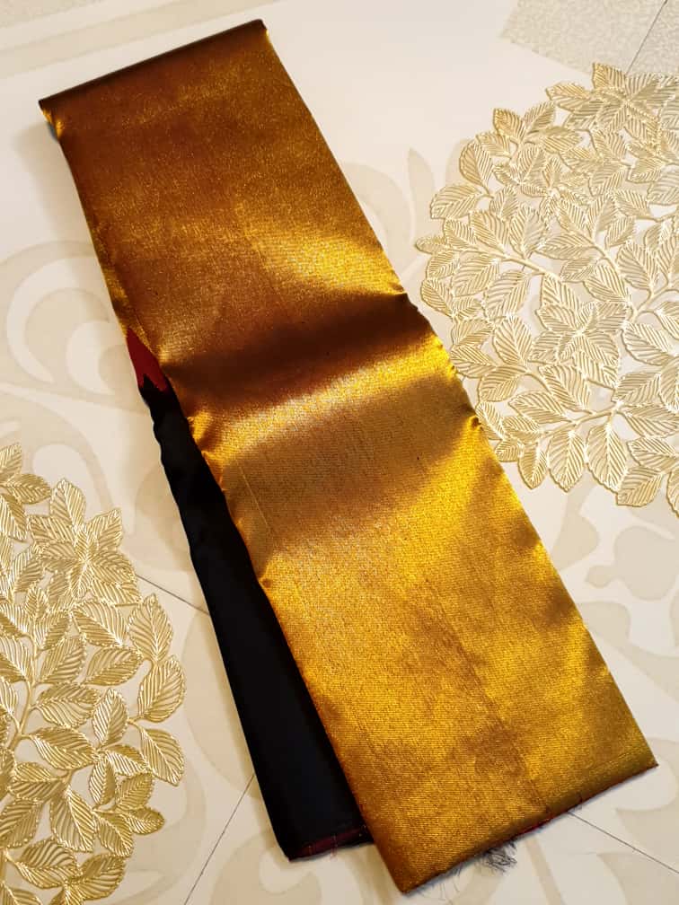Guld Kanchipuram Håndvæv 2G Guld Pattu Silk Saree