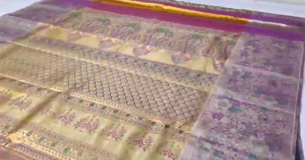 Mehandi Green Kanchipuram handloom Tissue Brocade Meenakari Silk Saree