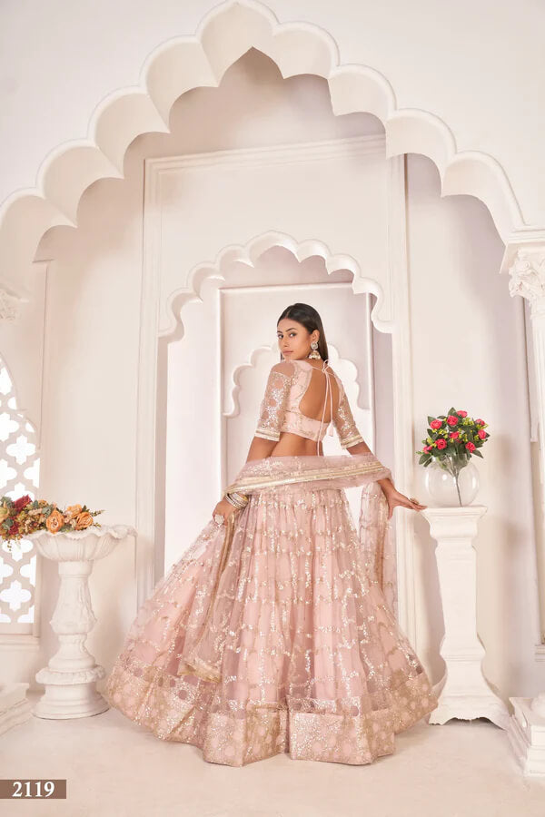Graceful Onion Pink Lehenga with Sequin Embroidery