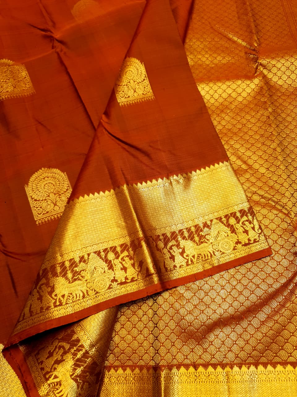 Red Kanchipuram Handloom 1G Gold Kalyana Pallakku Silk Saree