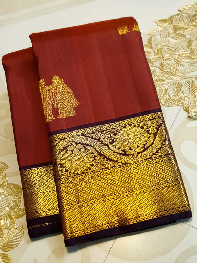Maroon Kanchipuram Handloom 2G Gold Pattu Silk Saree