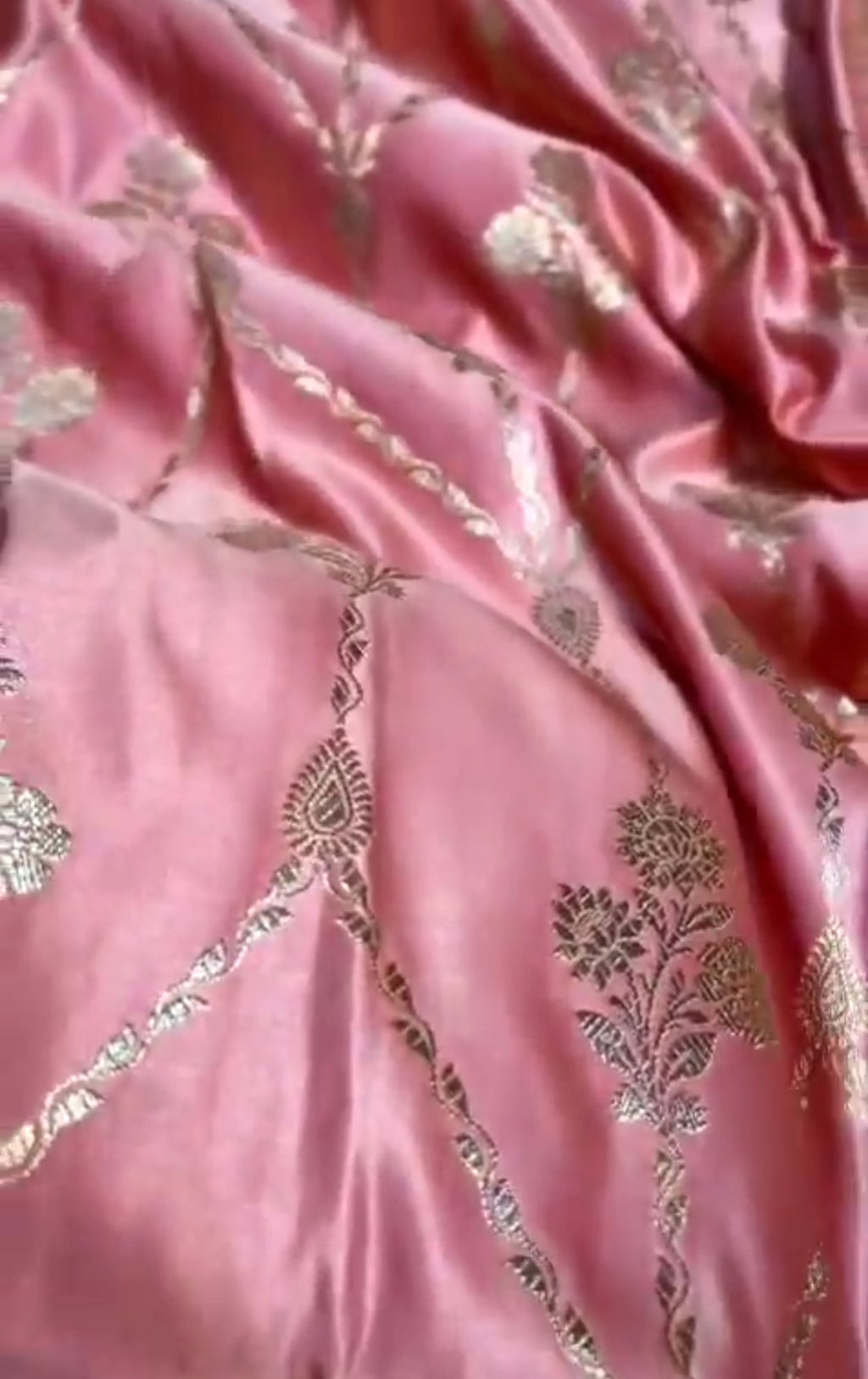 Peach Banarasi Satin Katan Silk Saree
