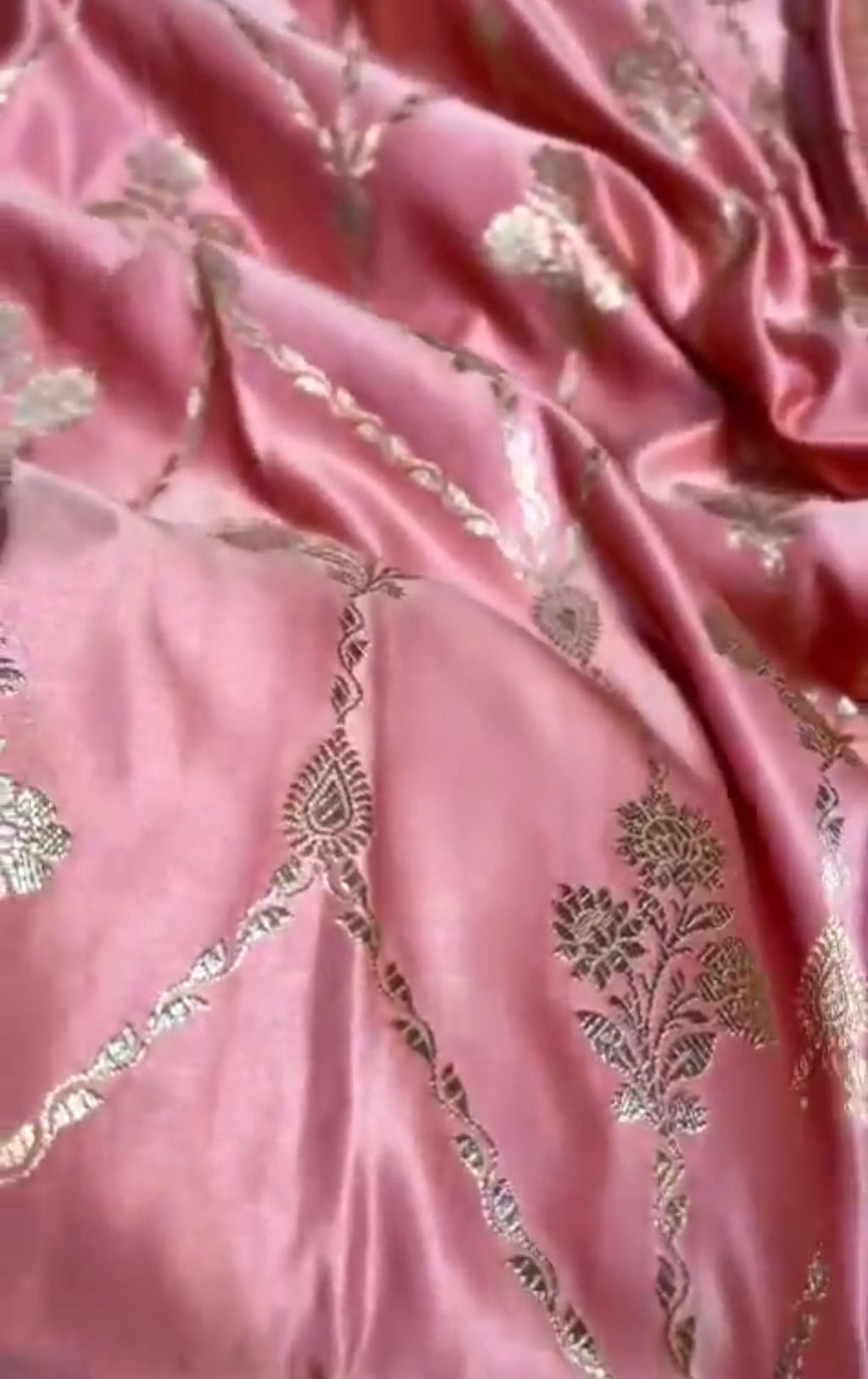 Peach Banarasi Satin Katan Silk Saree