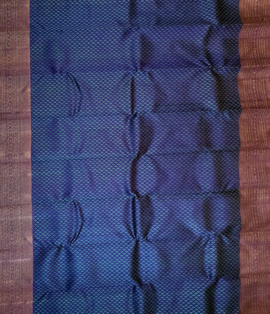 Midnight Blue Kanchipuram Handloom 2G Gold Pattu Silk Saree