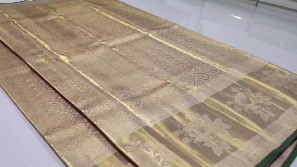 Pink Kanchipuram Handloom Tissue Brocade Silk Saree