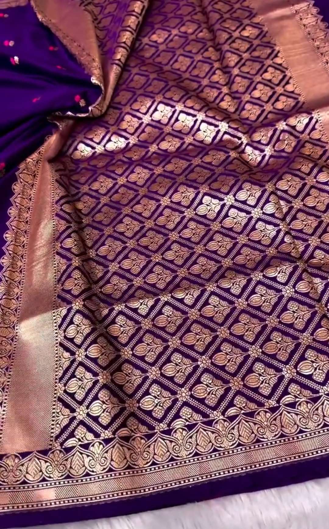 Purple Banarasi Mashru Soft Silk Saree