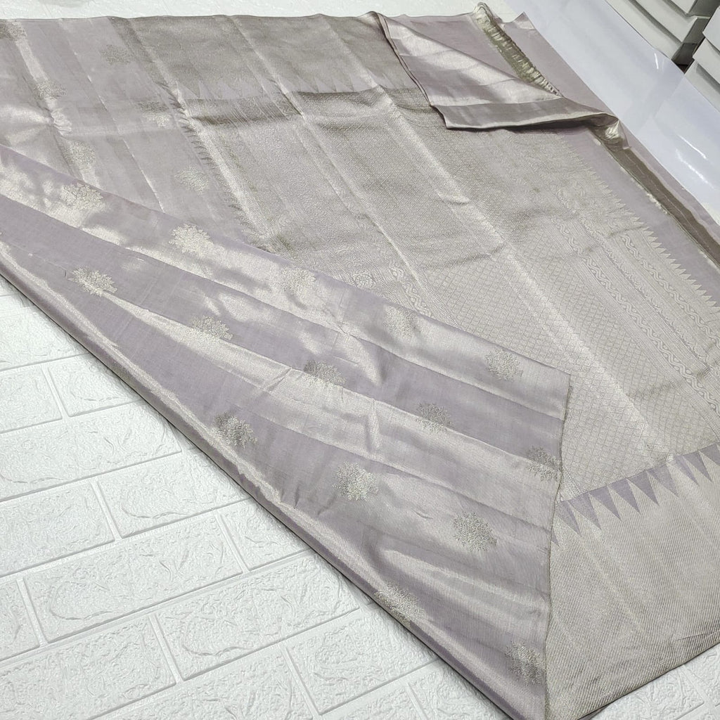 Pastel Shades Kanchipuram Handloom Tissue Silk Borderless Sarees