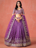 Purple Georgette Lehenga with Zari & Multi-Sequins Work