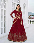 Designer Maroon Georgette Lehenga with Thread Detailing