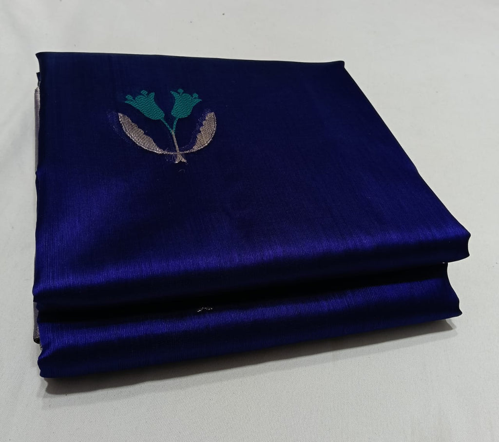 Blue Chanderi Handloom Pattu Silk Eknal Buttas Meenakari Saree