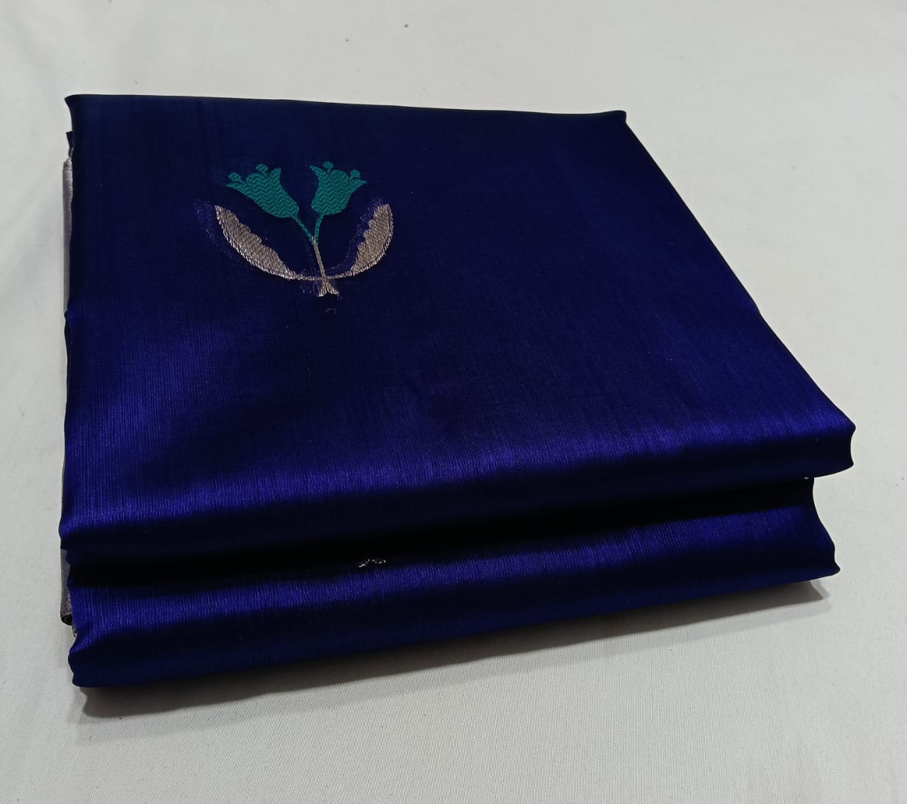 Blue Chanderi Handloom Pattu Silk Eknal Buttas Meenakari Saree