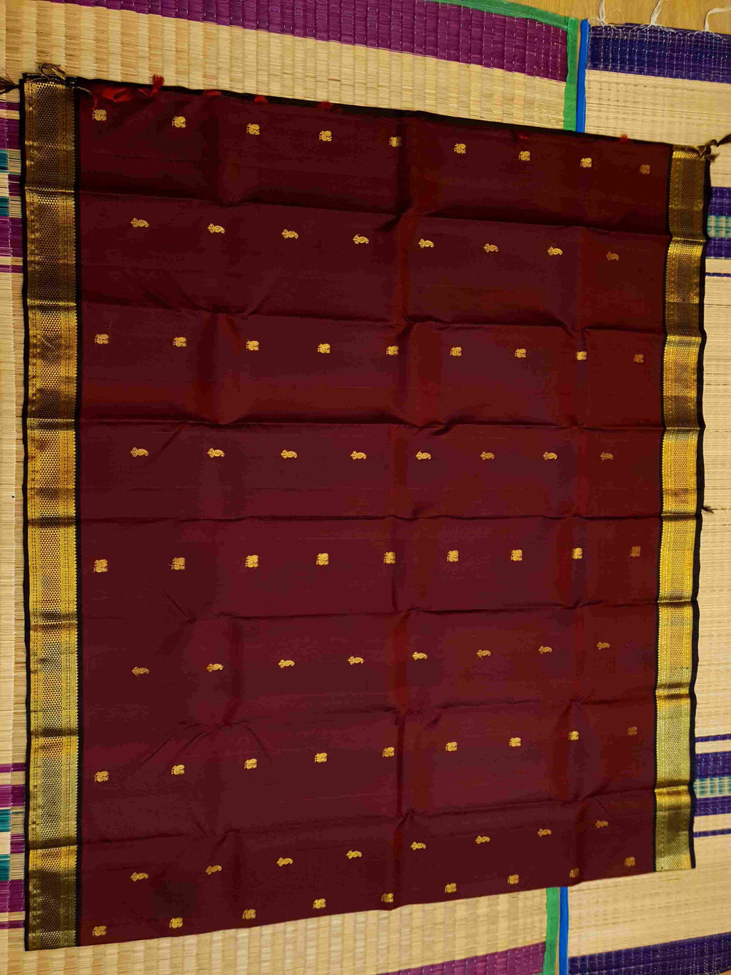 Maroon Kanchipuram Handloom 1G Gold Pattu Silk Saree