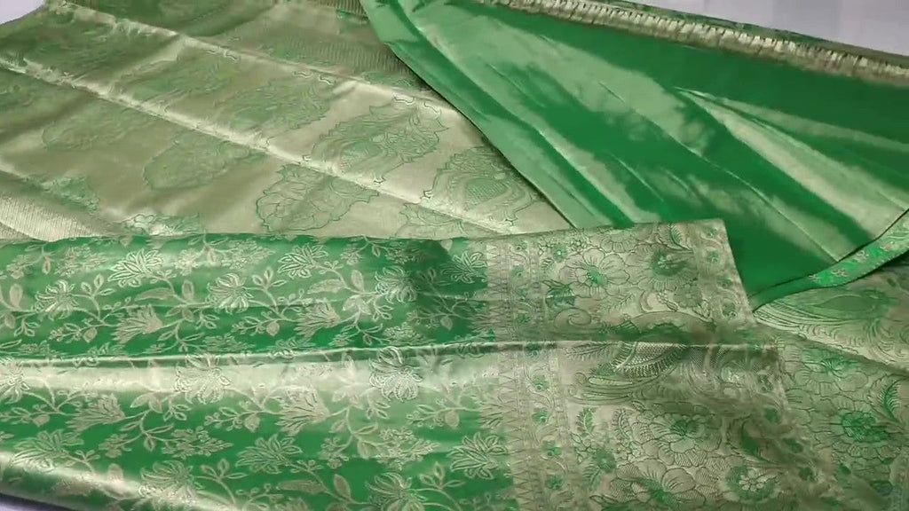 Green Kanchipuram Handloom Tissue Brocade Silk Saree
