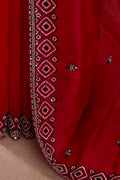 Rustic Red Hand Embroidered Organza Silk Saree