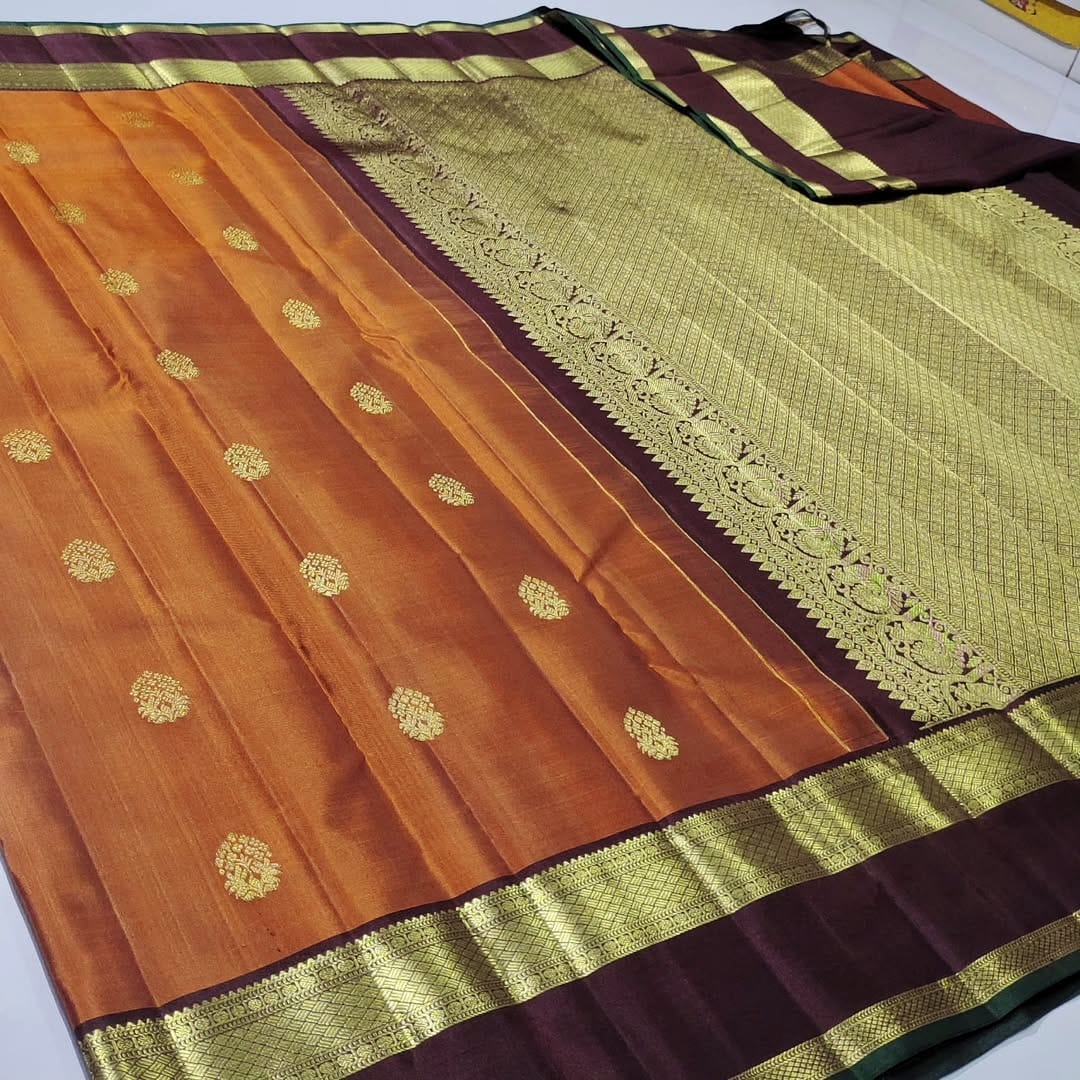 Copper Vintage Kanchipuram Handloom Pattu Silk Saree