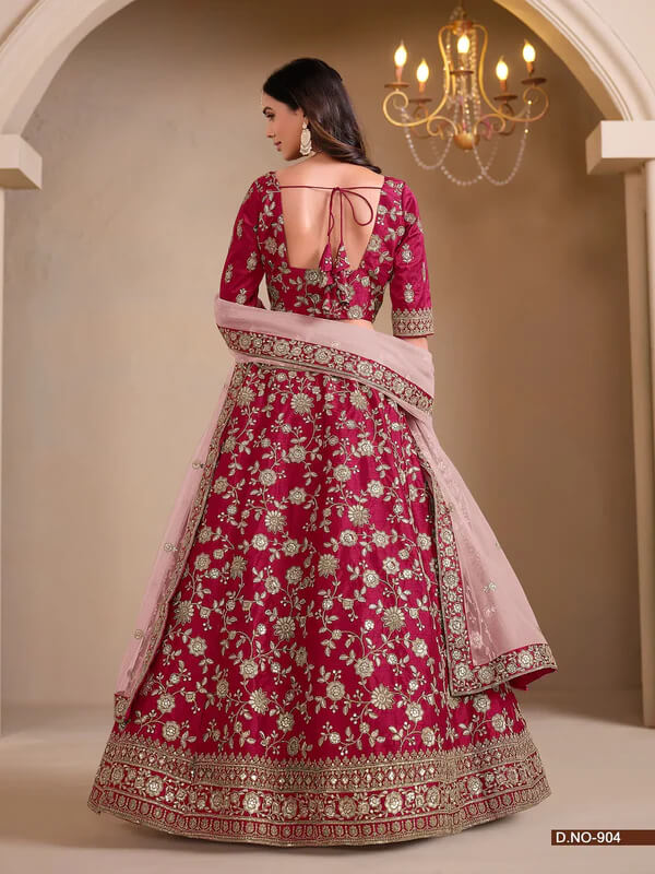 Elegant Red Designer Art Silk Lehenga for Weddings