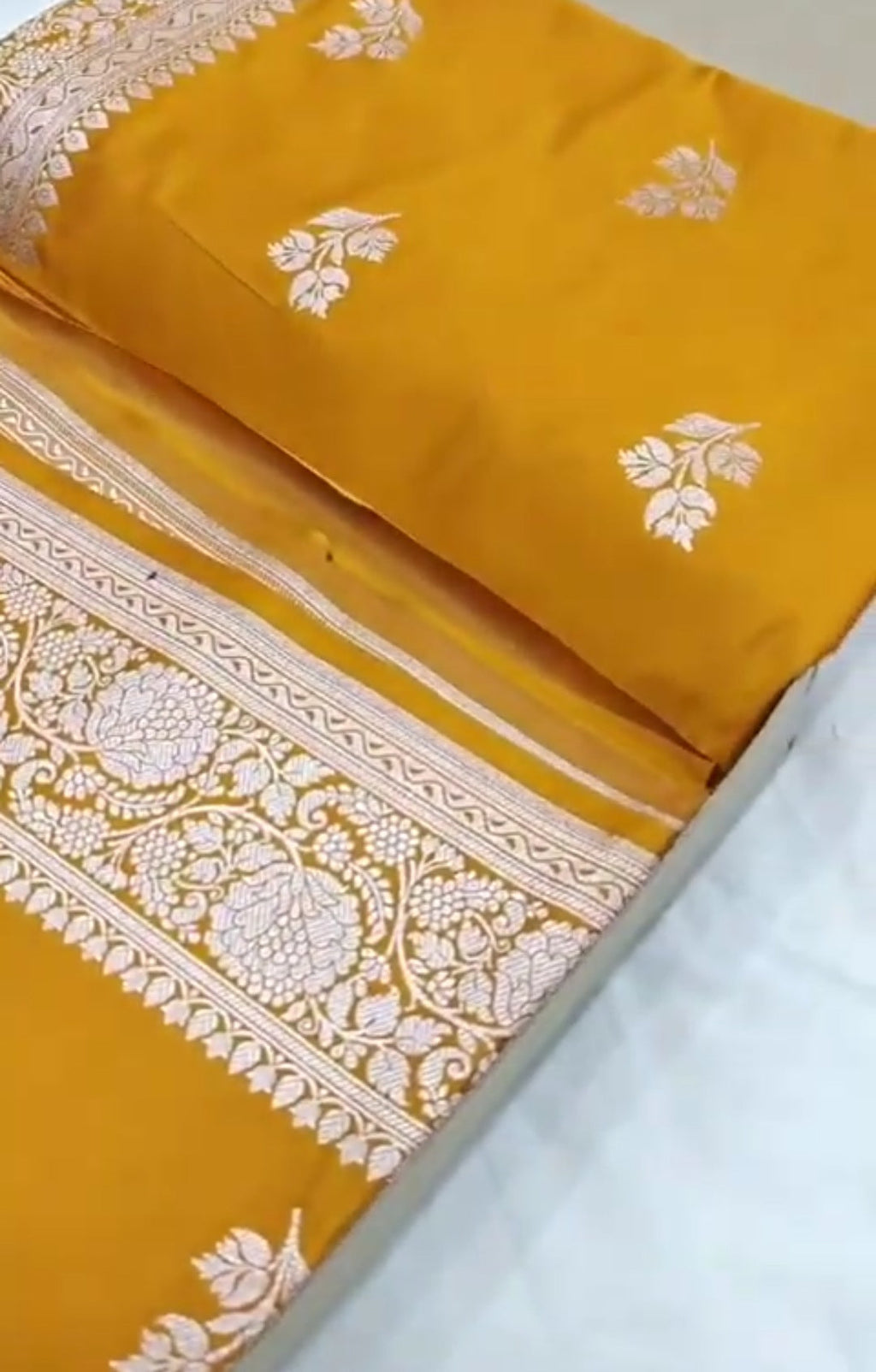 Turmeric Banarasi Mashru Soft Silk Saree