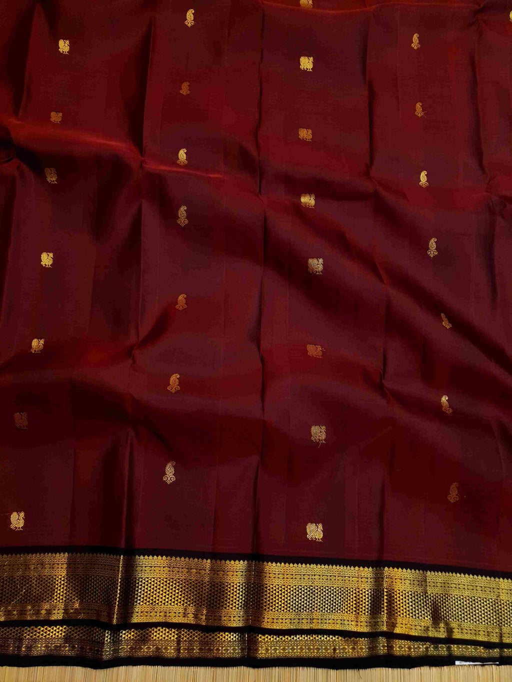 Maroon Kanchipuram Handloom 1G Gold Pattu Silk Saree