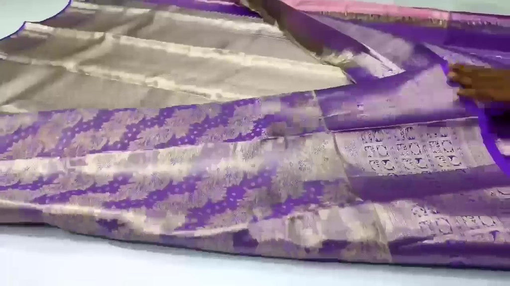 Lavender Kanchipuram Handloom Tissue Brocade Silk Saree