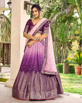 Purple & Light Peach Lehenga Choli with Thread & Sequins Work