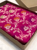 Hot Pink Banarasi Handloom Katan Silk Meenakari Saree
