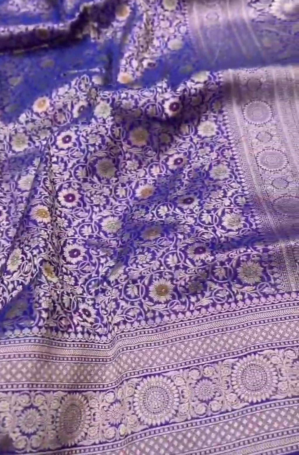 Purple Banarasi Handloom Katan Silk Meenakari Saree