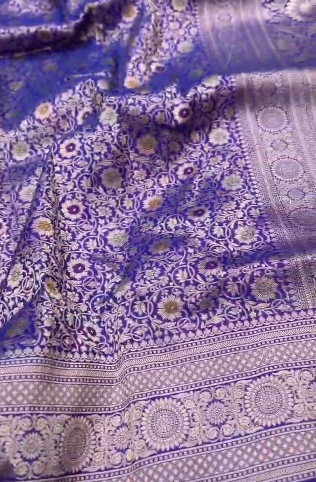 Purple Banarasi Handloom Katan Silk Meenakari Saree