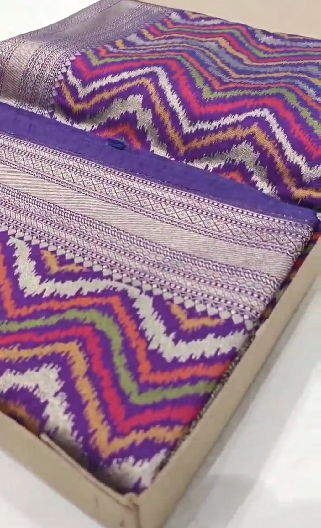 Purple Banarasi Soft Katan Silk Lehriya Saree