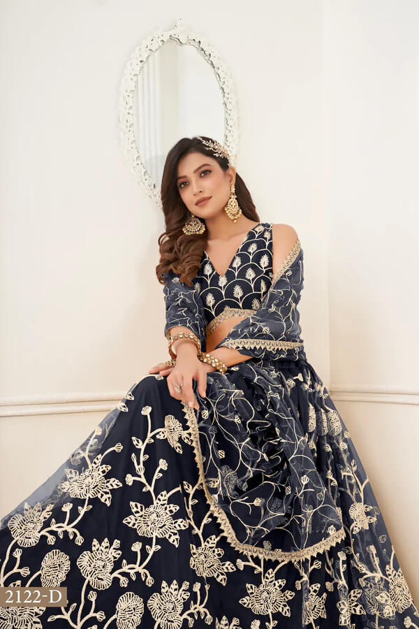 Elegant Black Sequin and  Thread Lehenga Choli