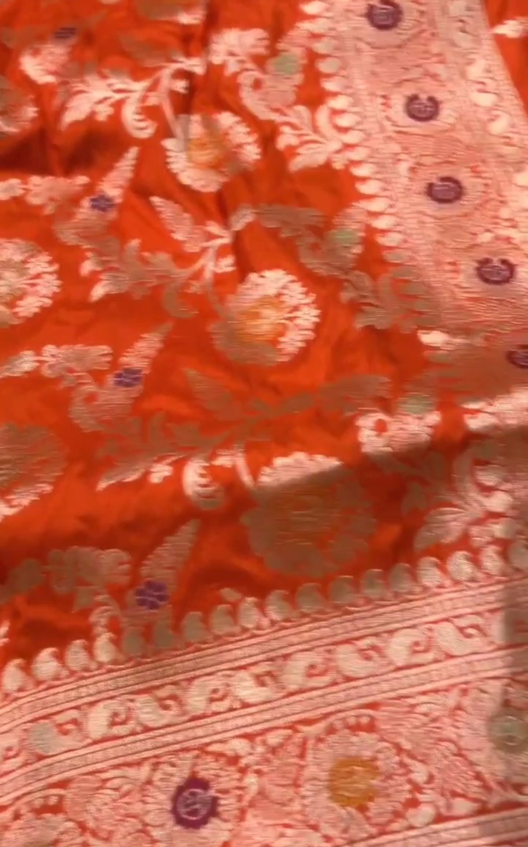 Dual Tone Orange Banarasi Handloom Katan Silk Meenakari Saree