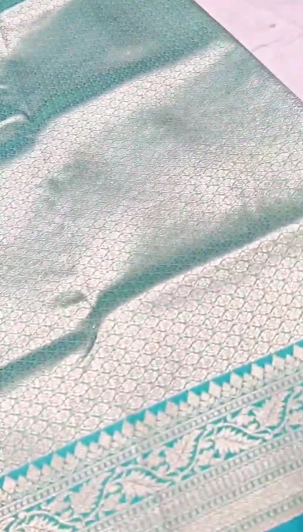 Turquoise Banarasi Soft Katan Silk Tilfi Meenakari Saree
