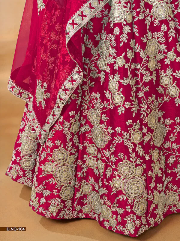 Designer Red Thread & Sequins Art Silk Lehenga