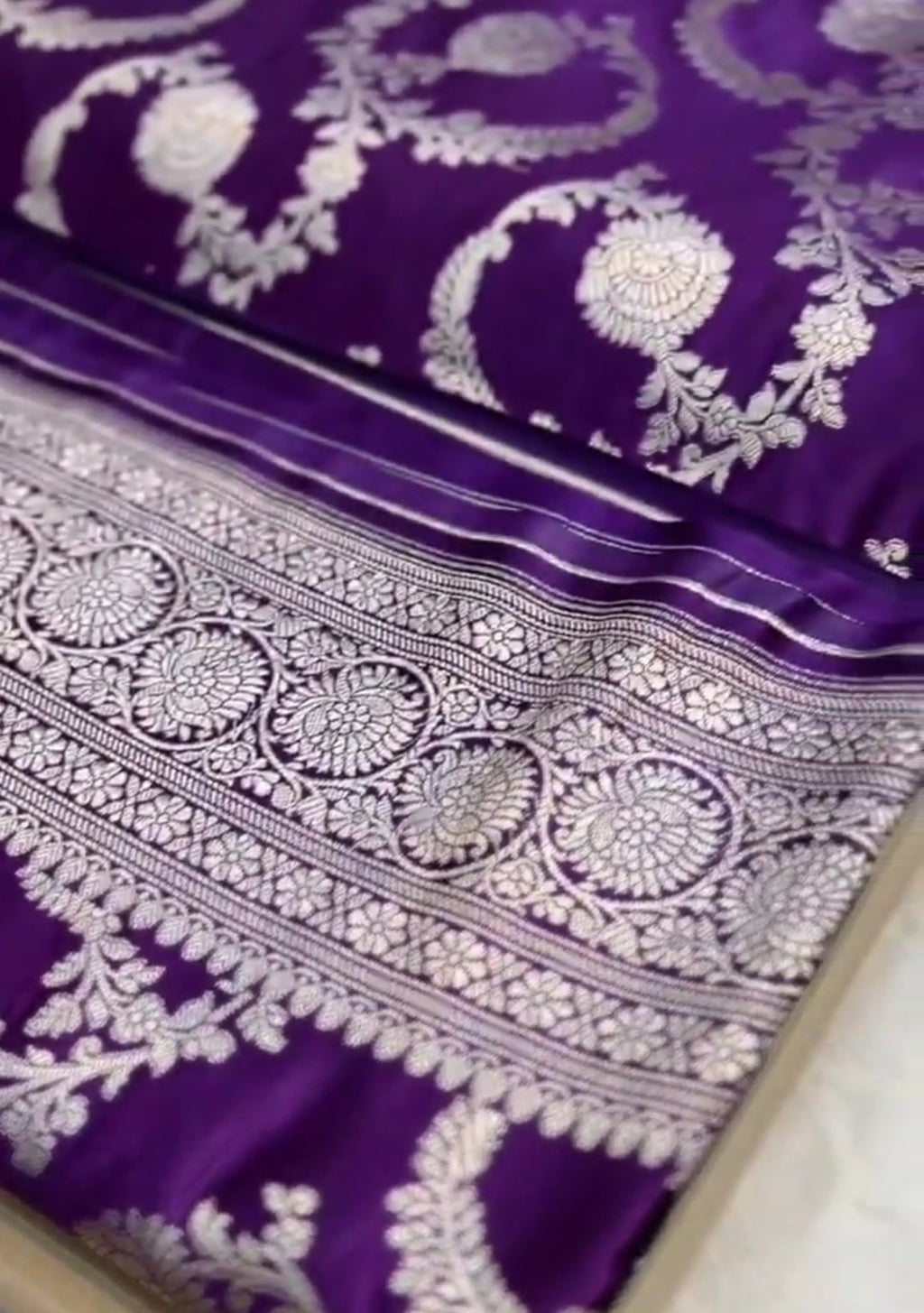 Purple Banarasi Mashru Soft Silk Saree