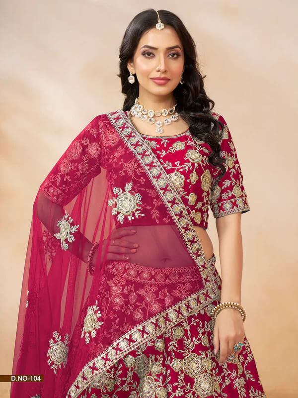 Designer Red Thread & Sequins Art Silk Lehenga