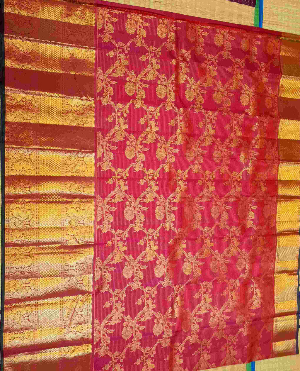 Dark Pink Kanchipuram Handloom 2G Gold Pattu Silk Saree