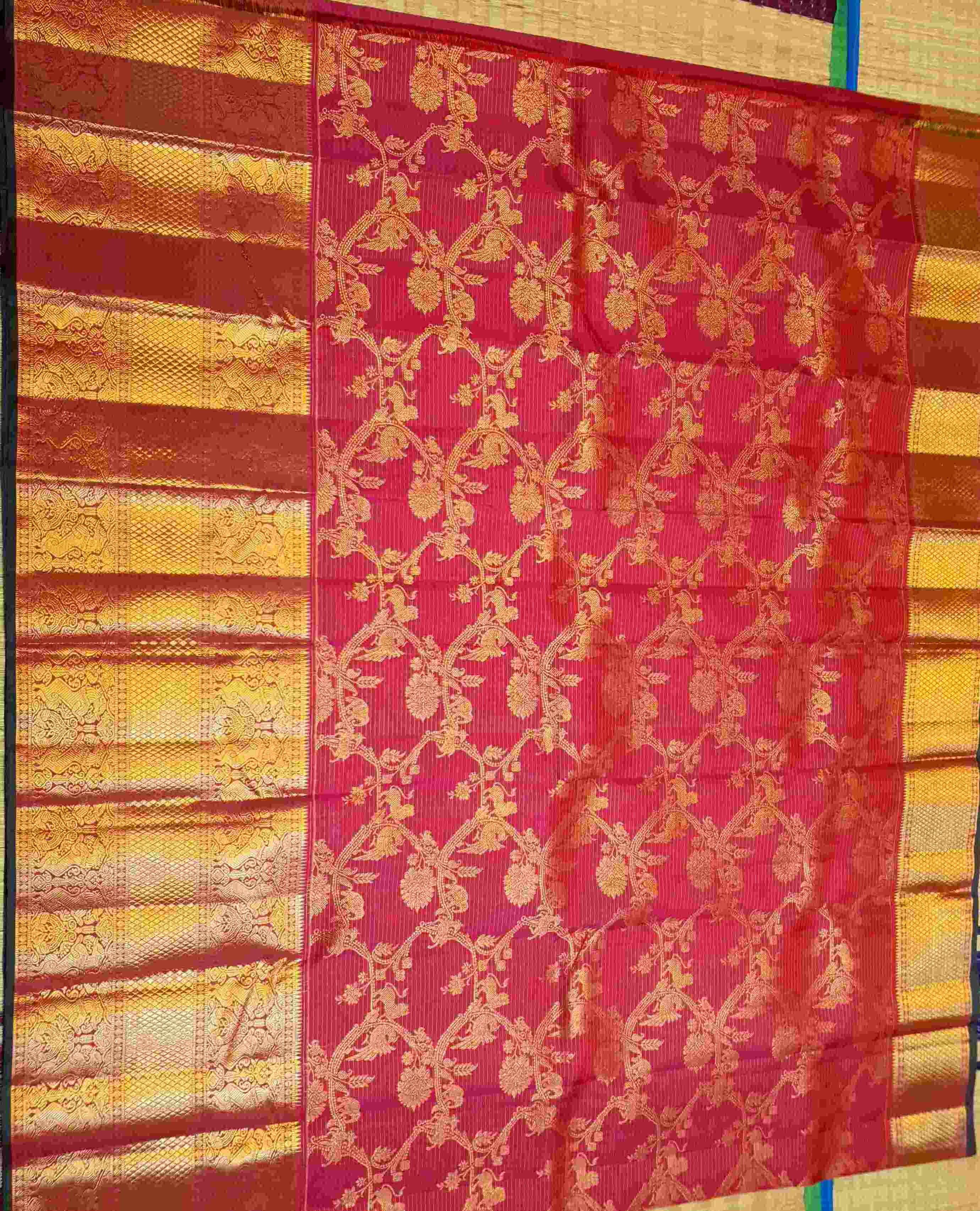 Dark Pink Kanchipuram Handloom 2G Gold Pattu Silk Saree