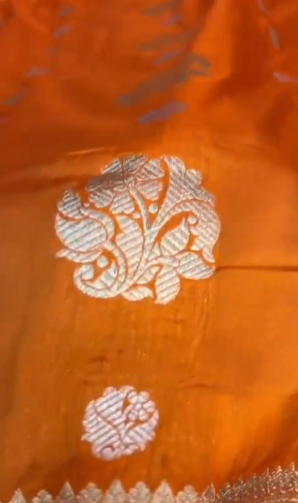 Orange Banarasi Handloom Katan Silk Sona Rupa Saree