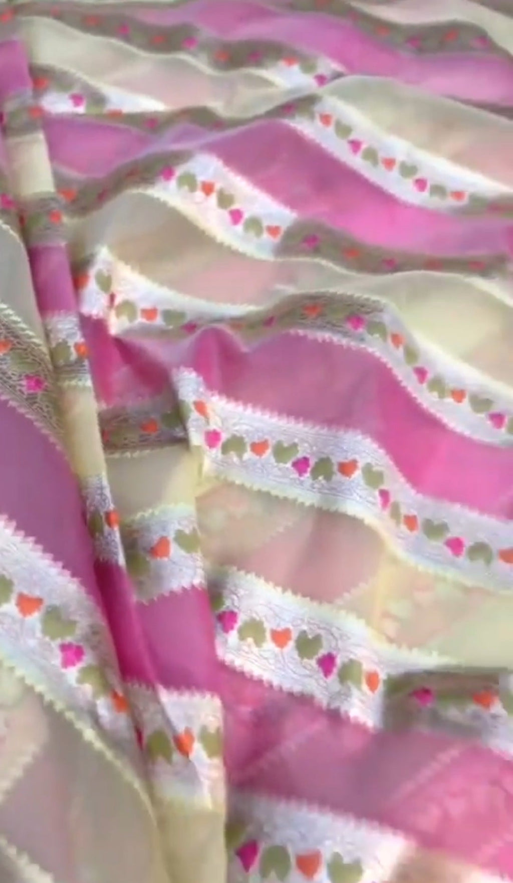 Lemon Banarasi Handloom Kora Organza Silk Meenakari Saree