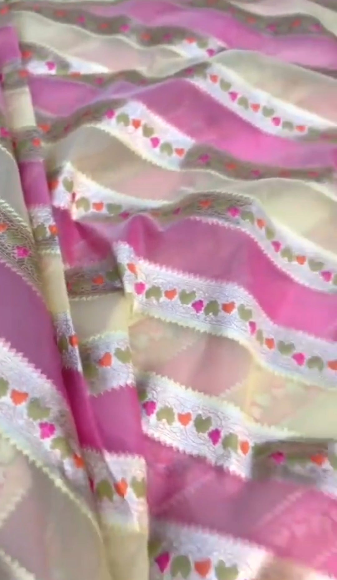 Lemon Banarasi Handloom Kora Organza Silk Meenakari Saree