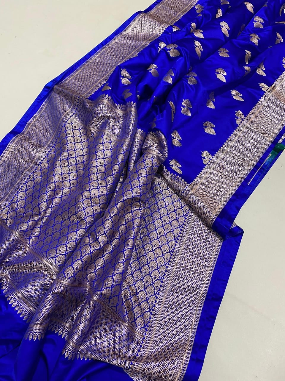 Royal Blue Banarasi Mashru Soft Silk Saree