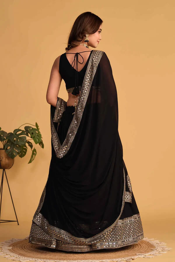Designer Black Lehenga Choli with Dupatta