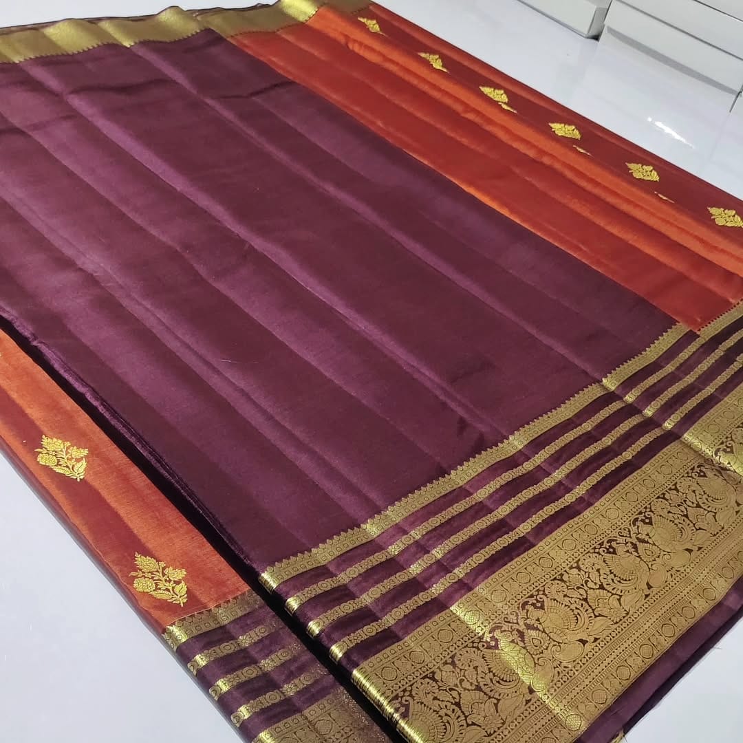 Red Vintage Kanchipuram Handloom Tissue Brocade Silk Saree